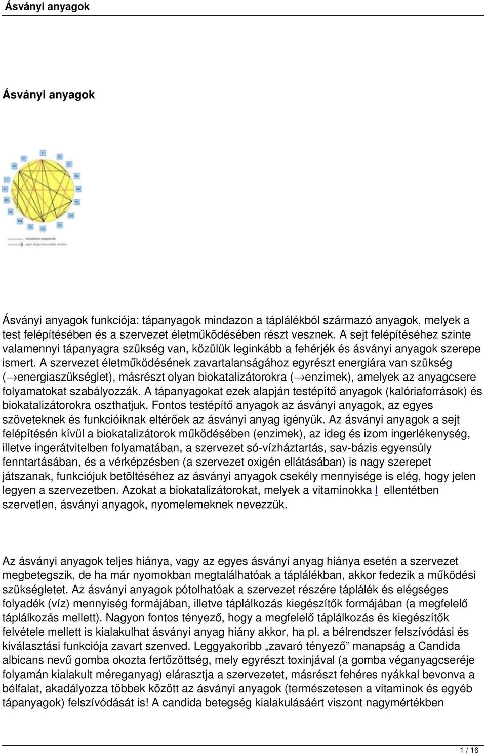 A szervezet életműködésének zavartalanságához egyrészt energiára van szükség ( energiaszükséglet), másrészt olyan biokatalizátorokra ( enzimek), amelyek az anyagcsere folyamatokat szabályozzák.