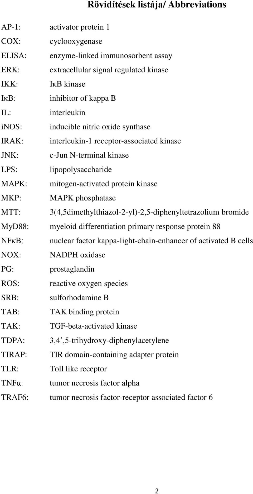 kinase MKP: MAPK phosphatase MTT: 3(4,5dimethylthiazol-2-yl)-2,5-diphenyltetrazolium bromide MyD88: myeloid differentiation primary response protein 88 NFκB: nuclear factor kappa-light-chain-enhancer