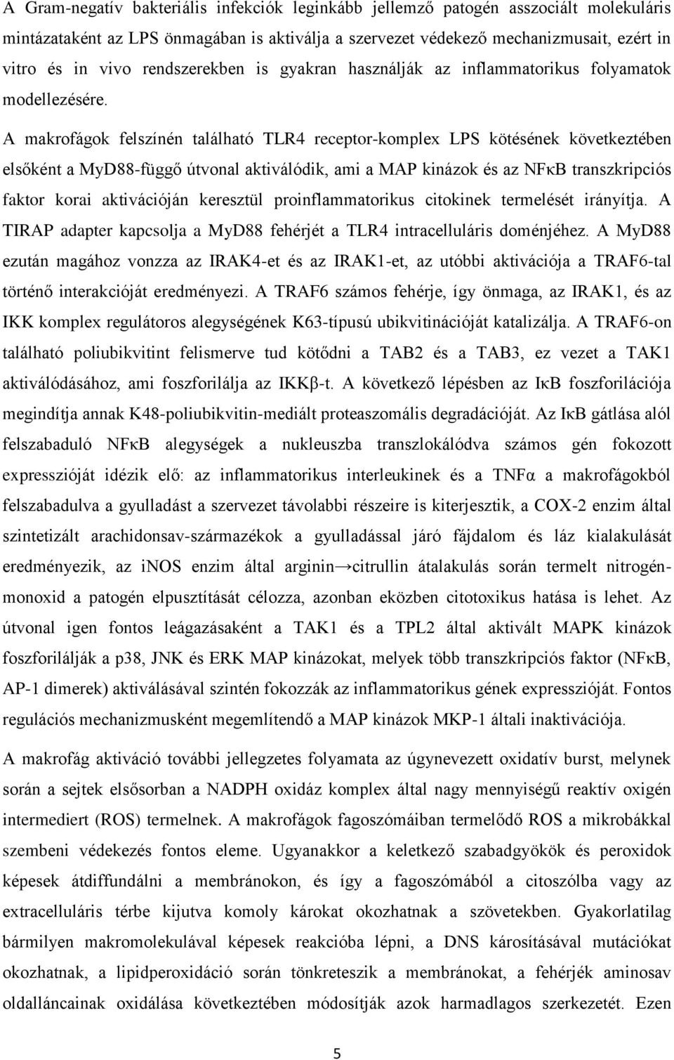A makrofágok felszínén található TLR4 receptor-komplex LPS kötésének következtében elsőként a MyD88-függő útvonal aktiválódik, ami a MAP kinázok és az NFκB transzkripciós faktor korai aktivációján