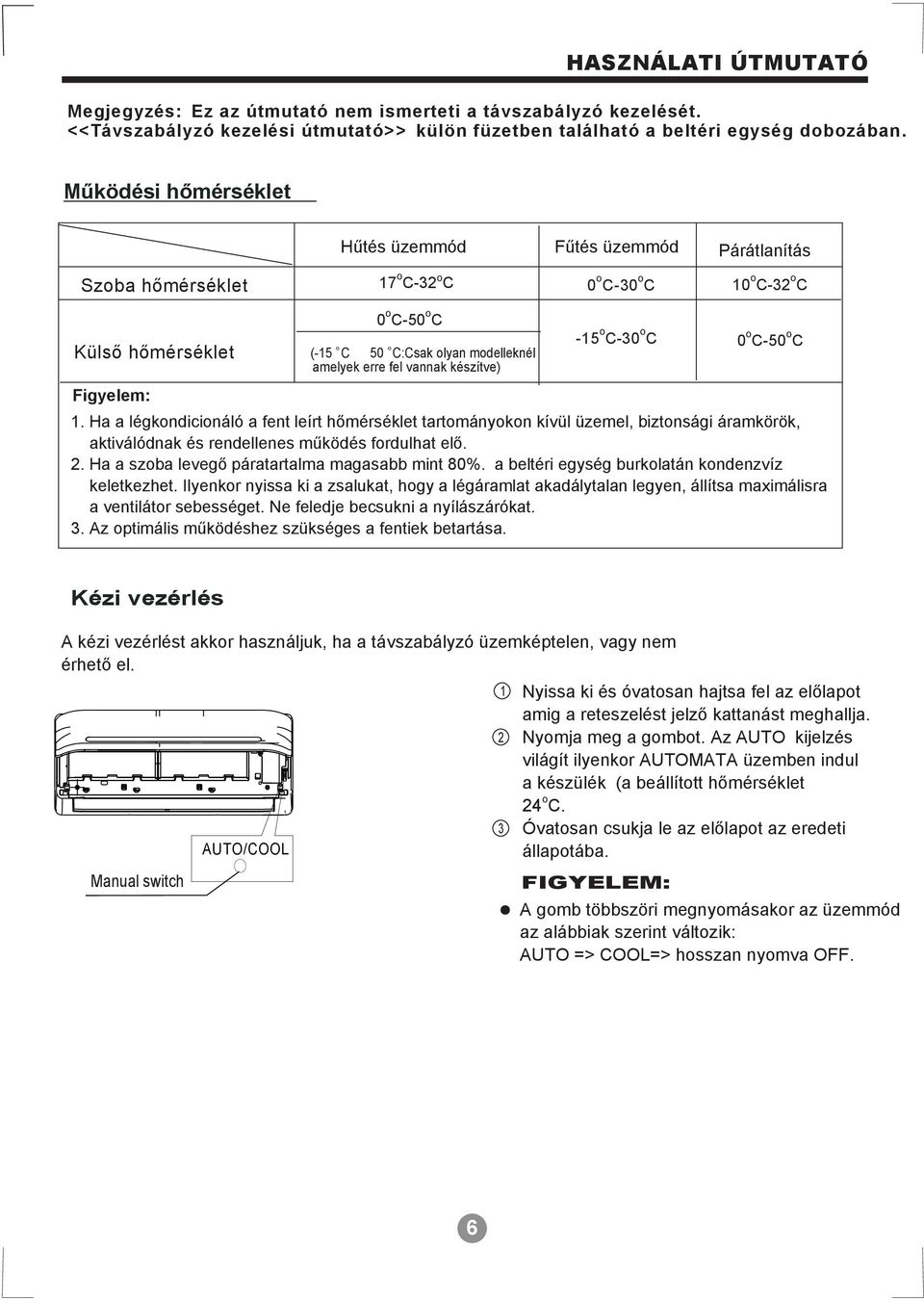 fel vannak készítve) -15 o C-30 o C 0 o C-50 o C Figyelem: 1.