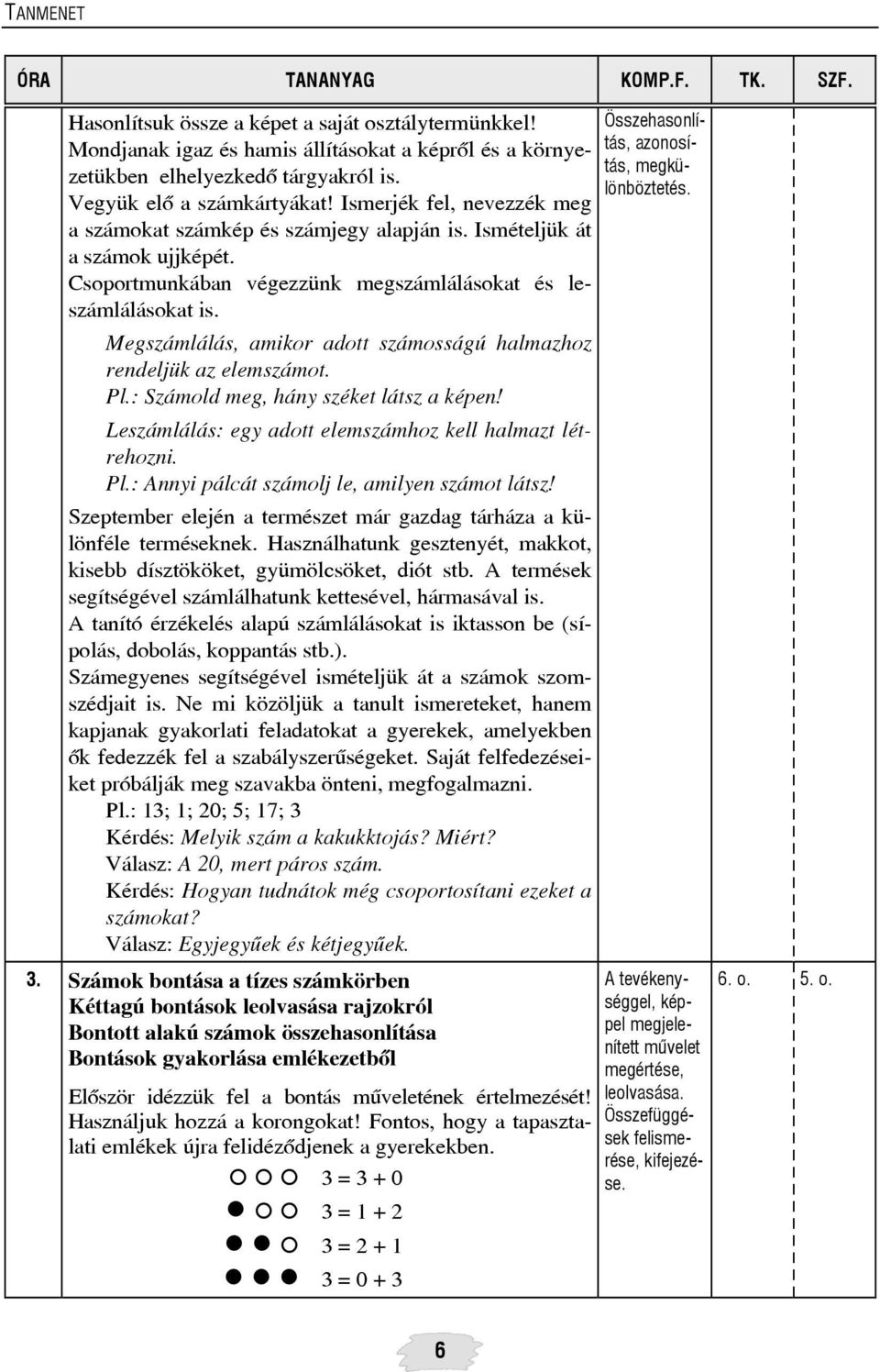 Megszámlálás, amikor adott számosságú halmazhoz rendeljük az elemszámot. Pl.: Számold meg, hány széket látsz a képen! Leszámlálás: egy adott elemszámhoz kell halmazt létrehozni. Pl.: Annyi pálcát számolj le, amilyen számot látsz!