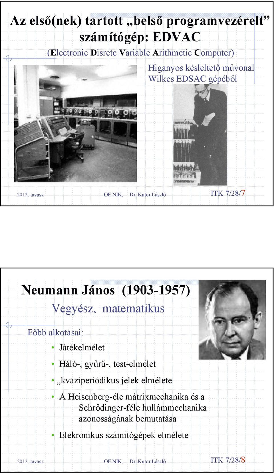 alkotásai: Játékelmélet Háló-, gyűrű-, test-elmélet kváziperiódikus jelek elmélete A Heisenberg-éle