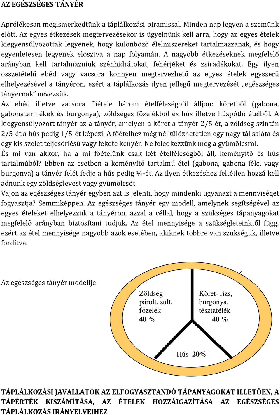 folyamán. A nagyobb étkezéseknek megfelelő arányban kell tartalmazniuk szénhidrátokat, fehérjéket és zsiradékokat.