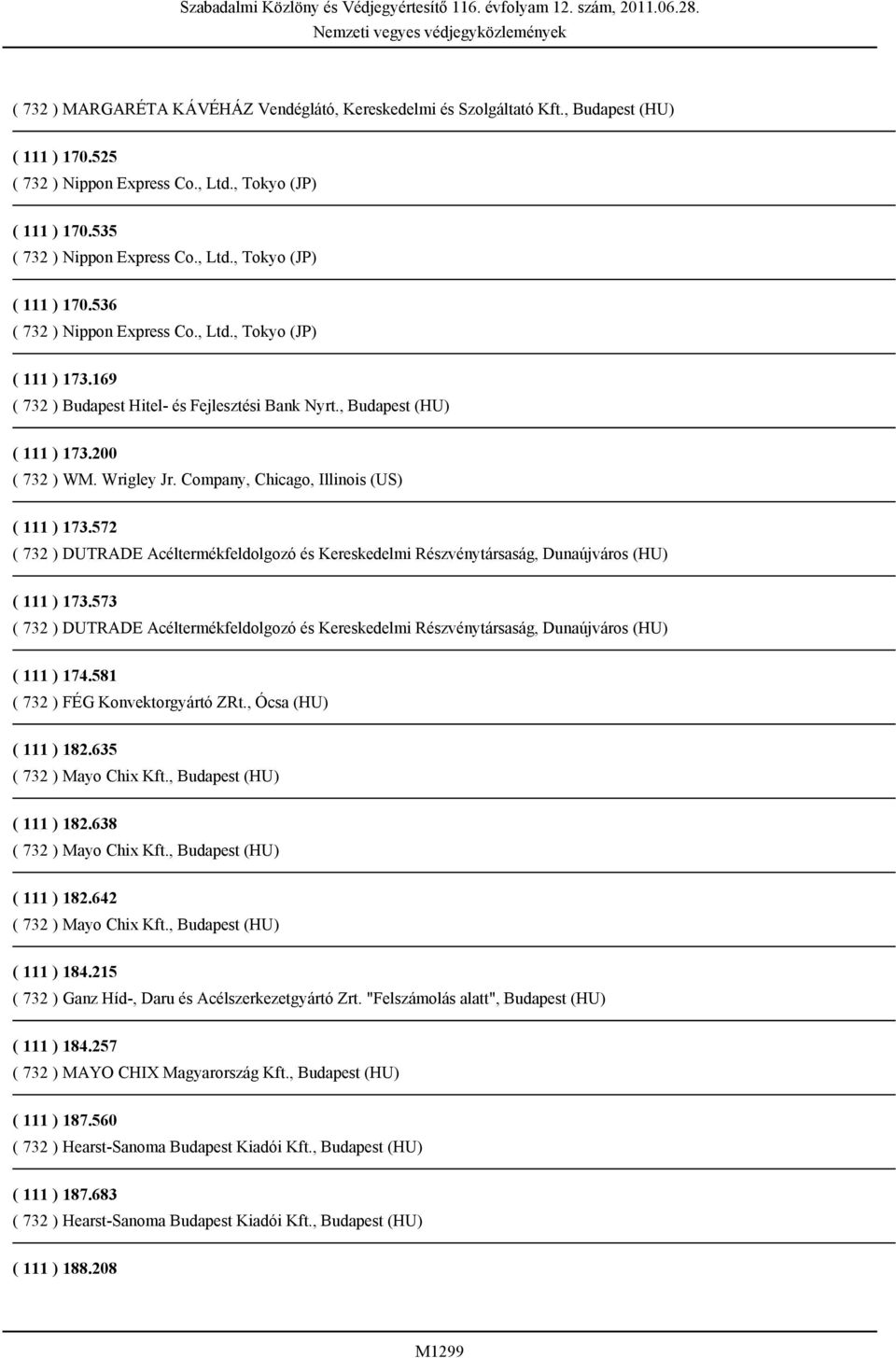 572 ( 732 ) DUTRADE Acéltermékfeldolgozó és Kereskedelmi Részvénytársaság, Dunaújváros (HU) ( 111 ) 173.