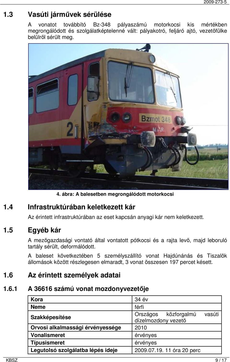 A baleset következtében 5 személyszállító vonat Hajdúnánás és Tiszalök állomások között részlegesen elmaradt, 3 vonat összesen 197 percet késett. 1.6 