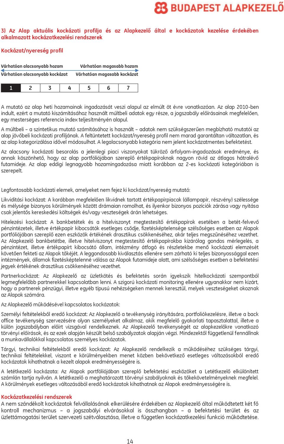 Az alap 2010-ben indult, ezért a mutató kiszámításához használt múltbeli adatok egy része, a jogszabály előírásainak megfelelően, egy mesterséges referencia index teljesítményén alapul.