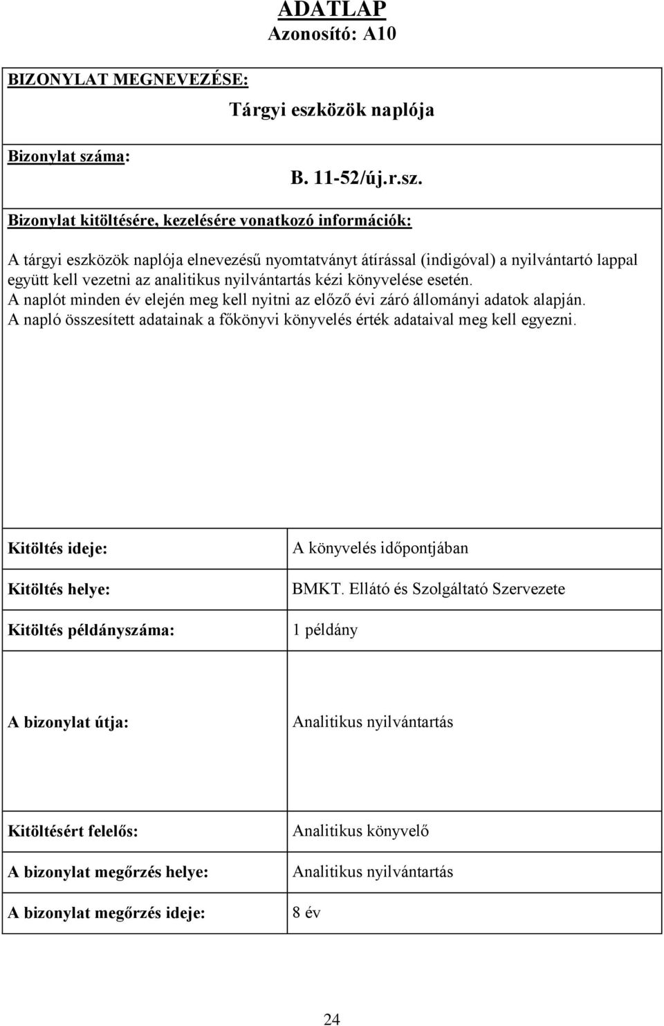 ma: B. 11-52/új.r.sz.