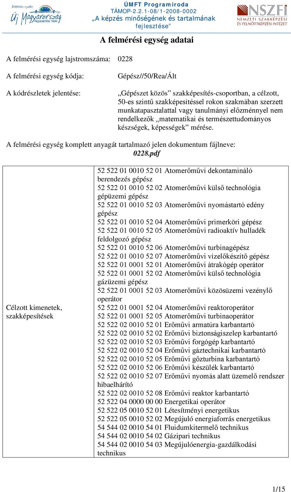 A felmérési egység komplett anyagát tartalmazó jelen dokumentum fájlneve: 8.