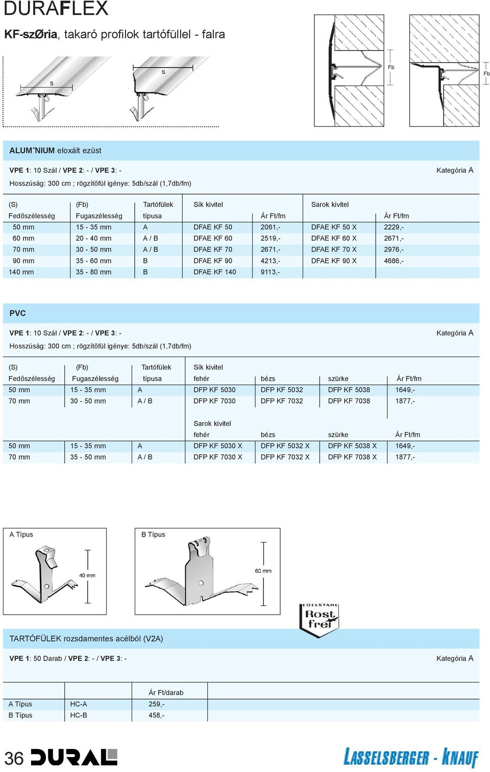 70 X 2976,- 90 mm 35-60 mm B DFAE KF 90 4213,- DFAE KF 90 X 4686,- 140 mm 35-80 mm B DFAE KF 140 9113,- PVC Hosszúság: 300 cm ; rögzítõfül igénye: 5db/szál (1,7db/fm) (S) (Fb) Tartófülek Sík kivitel