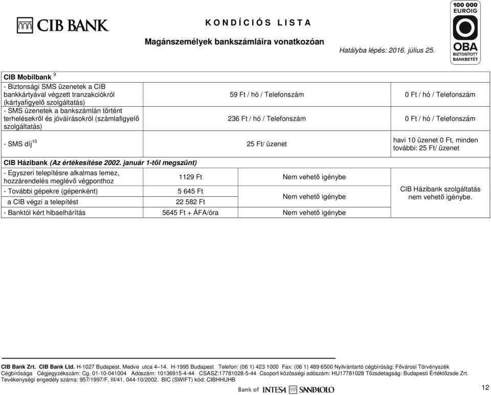 január 1-től megszűnt) - Egyszeri telepítésre alkalmas lemez, hozzárendelés meglévő végponthoz - További gépekre (gépenként) 5 645 Ft a CIB végzi a telepítést 1129 Ft Nem vehető