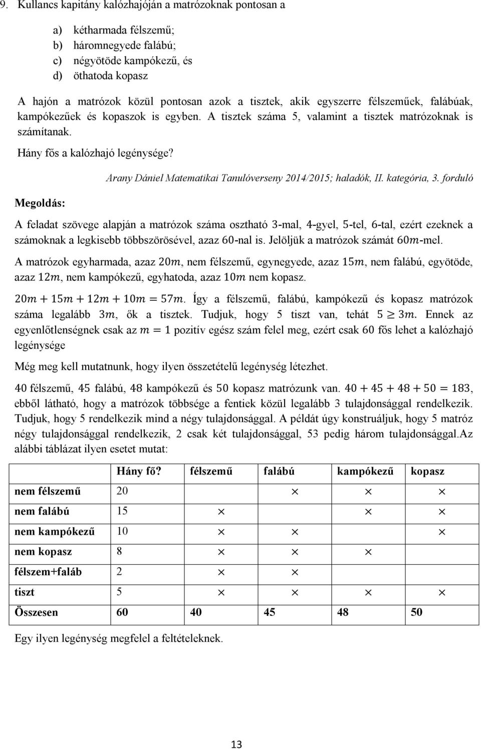 Arany Dániel Matematikai Tanulóverseny 2014/2015; haladók, II. kategória, 3.