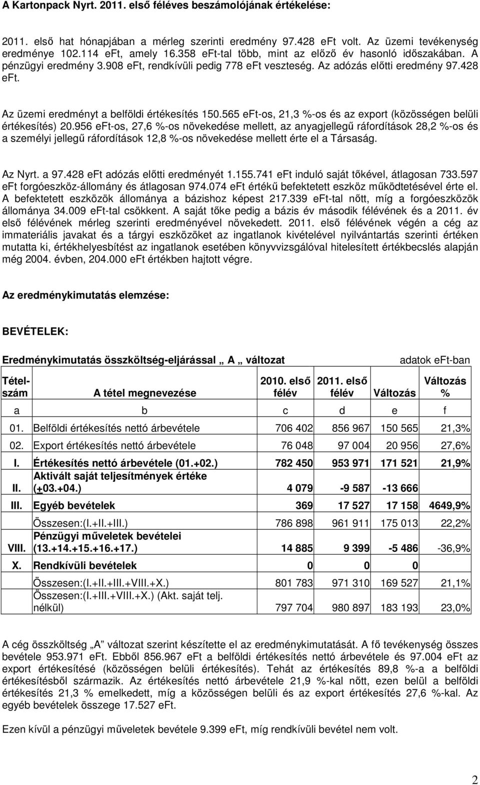 565 eft-os, 21,3 %-os és az export (közösségen belüli értékesítés) 20.