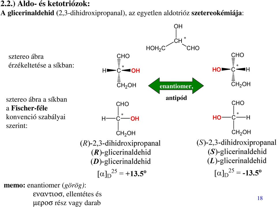 antipód 2 (R)-2,3-dihidroxipropanal (R)-glicerinaldehid (D)-glicerinaldehid (S)-2,3-dihidroxipropanal (S)-glicerinaldehid