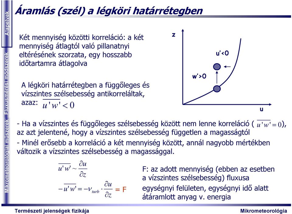 ' ' 0), az azt jelentené, hogy a vízszintes szélsebesség független a magasságtól - Minél erősebb a korreláció a két mennyiség között, annál nagyobb mértékben változik a vízszintes