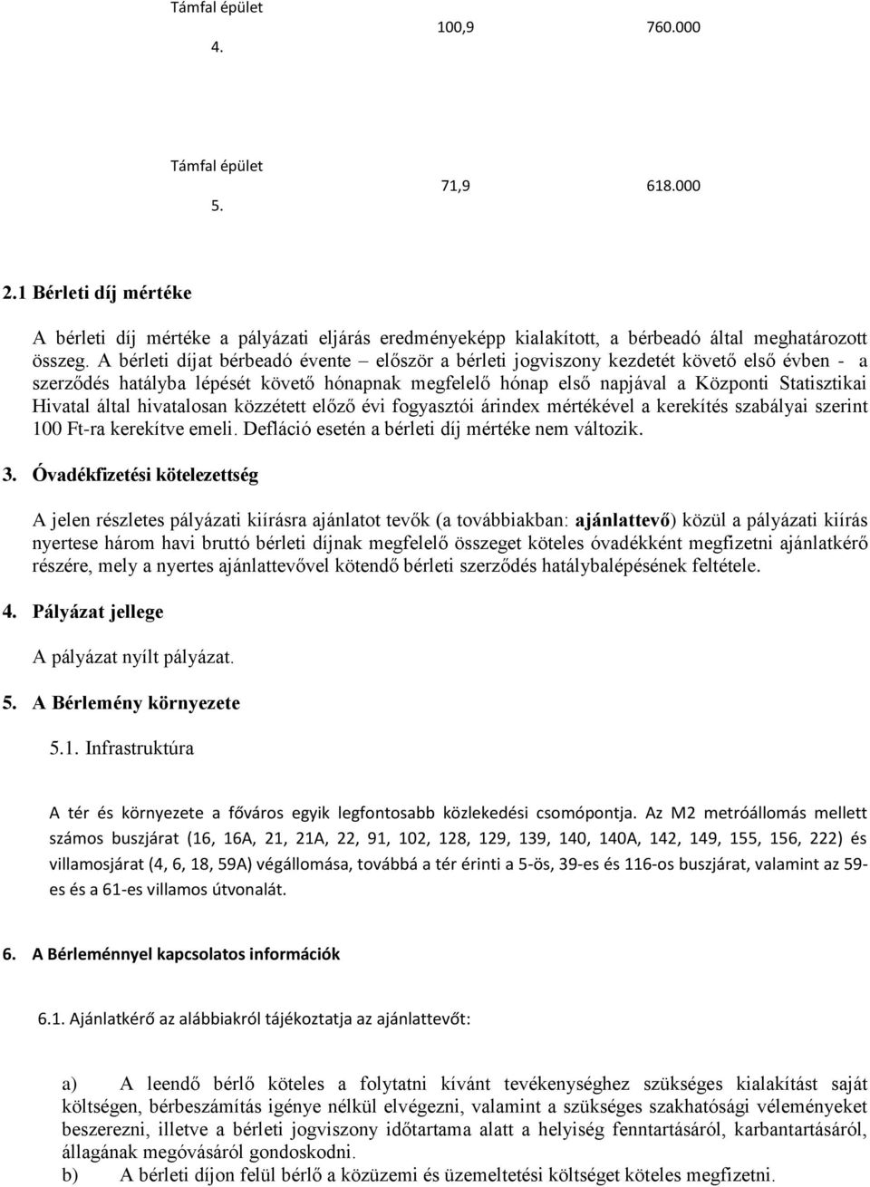 által hivatalosan közzétett előző évi fogyasztói árindex mértékével a kerekítés szabályai szerint 100 Ft-ra kerekítve emeli. Defláció esetén a bérleti díj mértéke nem változik. 3.