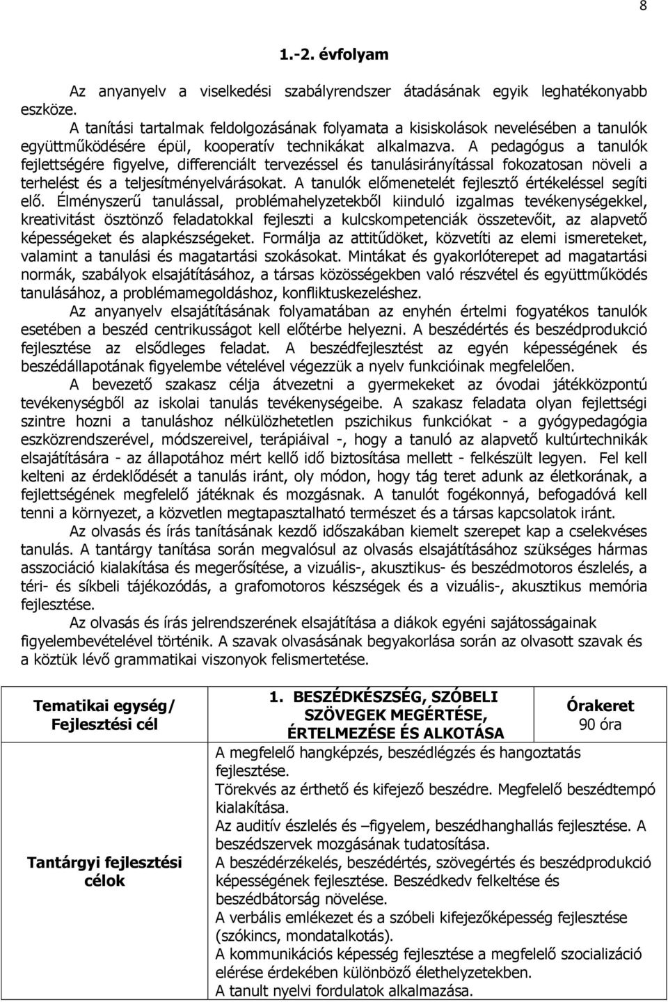 A pedagógus a tanulók fejlettségére figyelve, differenciált tervezéssel és tanulásirányítással fokozatosan növeli a terhelést és a teljesítményelvárásokat.