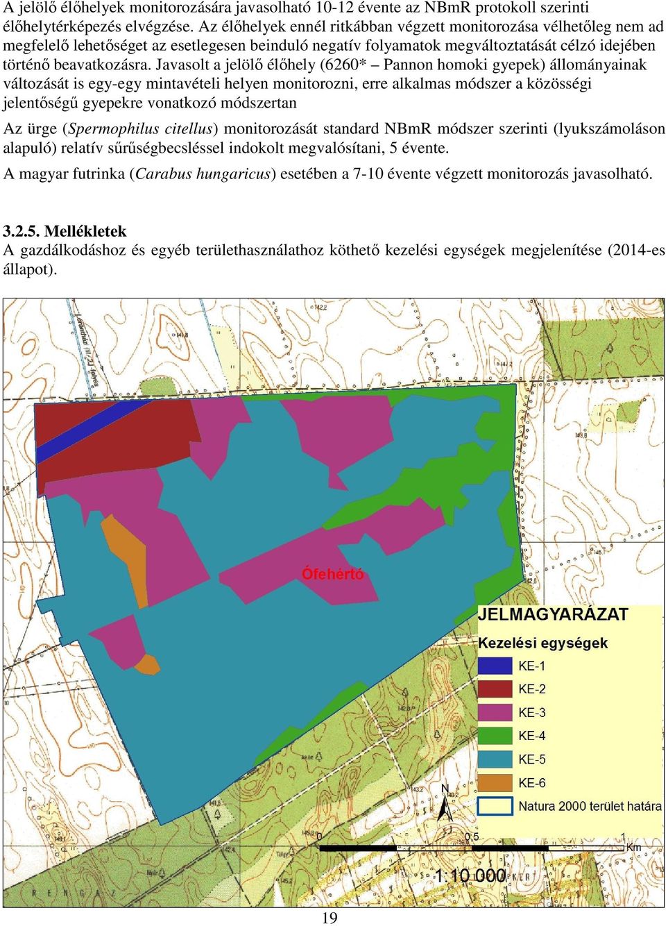 Javasolt a jelölő élőhely (6260* Pannon homoki gyepek) állományainak változását is egy-egy mintavételi helyen monitorozni, erre alkalmas módszer a közösségi jelentőségű gyepekre vonatkozó módszertan