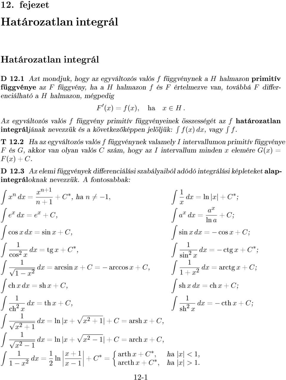 Határozatlan integrál - PDF Free Download