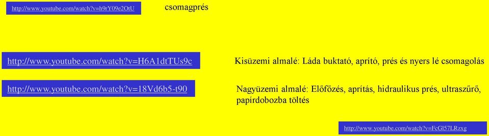 és nyers lé csomagolás v=18vd6b5-t90 Nagyüzemi almalé: Előfőzés, aprítás,