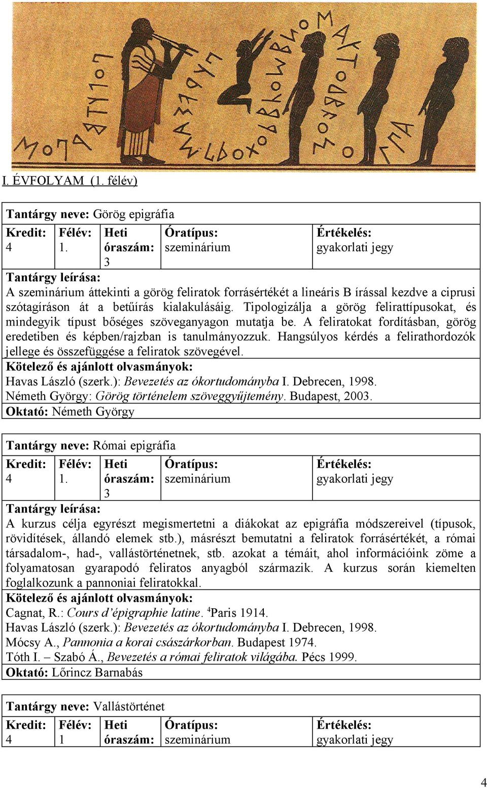 Hangsúlyos kérdés a felirathordozók jellege és összefüggése a feliratok szövegével. Havas László (szerk.): Bevezetés az ókortudományba I. Debrecen, 1998.