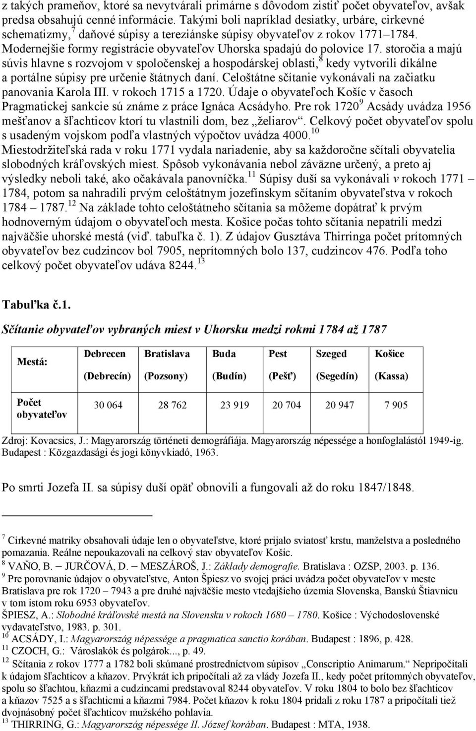 Modernejšie formy registrácie obyvateľov Uhorska spadajú do polovice 17.