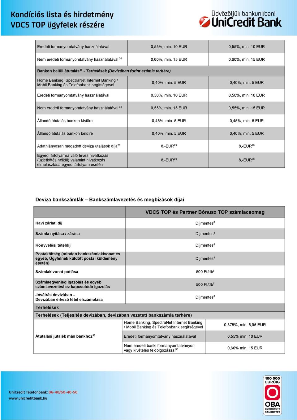 5 EUR Eredeti formanyomtatvány használatával 0,50%, min. 10 EUR 0,50%, min. 10 EUR Nem eredeti formanyomtatvány használatával 36 0,55%, min. 15 EUR 0,55%, min.
