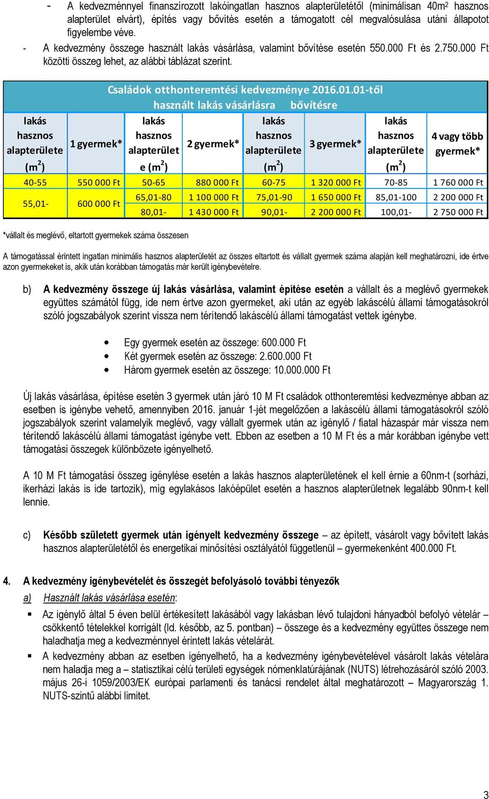 lakás hasznos alapterülete (m 2 ) 1 gyermek* lakás hasznos alapterület e (m 2 ) 2 gyermek* bővítésre lakás hasznos 3 gyermek* alapterülete (m 2 ) lakás hasznos alapterülete (m 2 ) 4 vagy több