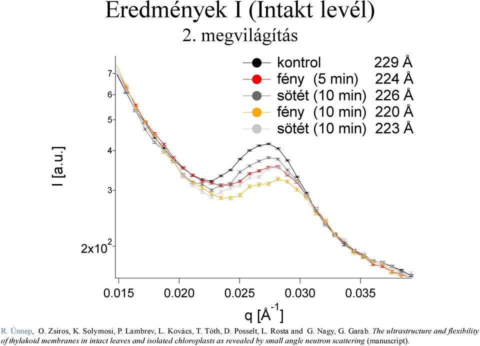 015 0.00 0.05 q [Å -1 ] 0.030 0.035 R. Ünnep, O. Zsiros, K. Solymosi, P. Lambrev, L. Kovács, T. Tóth, D.