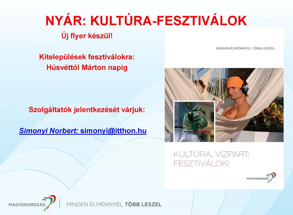 Kitelepülések fesztiválokra: Húsvéttól
