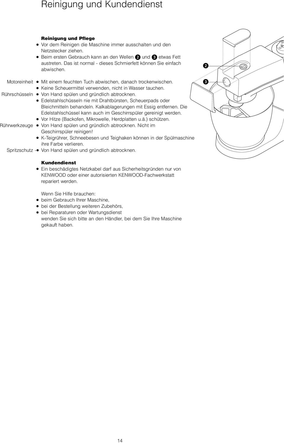 Rührschüsseln Von Hand spülen und gründlich abtrocknen. Edelstahlschüsseln nie mit Drahtbürsten, Scheuerpads oder Bleichmitteln behandeln. Kalkablagerungen mit Essig entfernen.