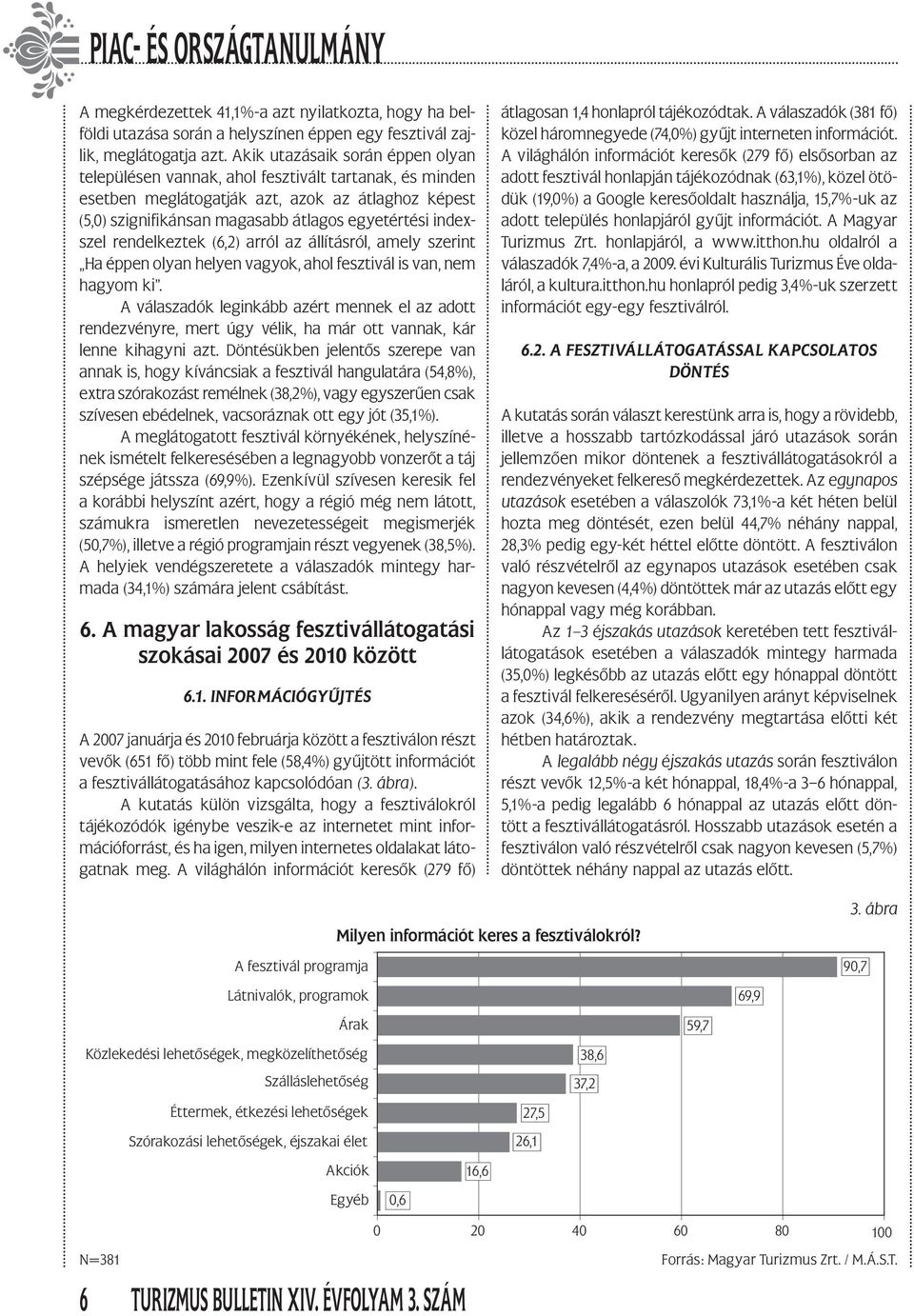 rendelkeztek (6,2) arról az állításról, amely szerint Ha éppen olyan helyen vagyok, ahol fesztivál is van, nem hagyom ki.