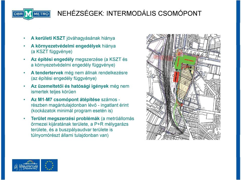 igények még nem ismertek teljes körűen ű Az M1-M7 csomópont átépítése számos - részben magántulajdonban lévő - ingatlant érint (kockázatok minimál program esetén
