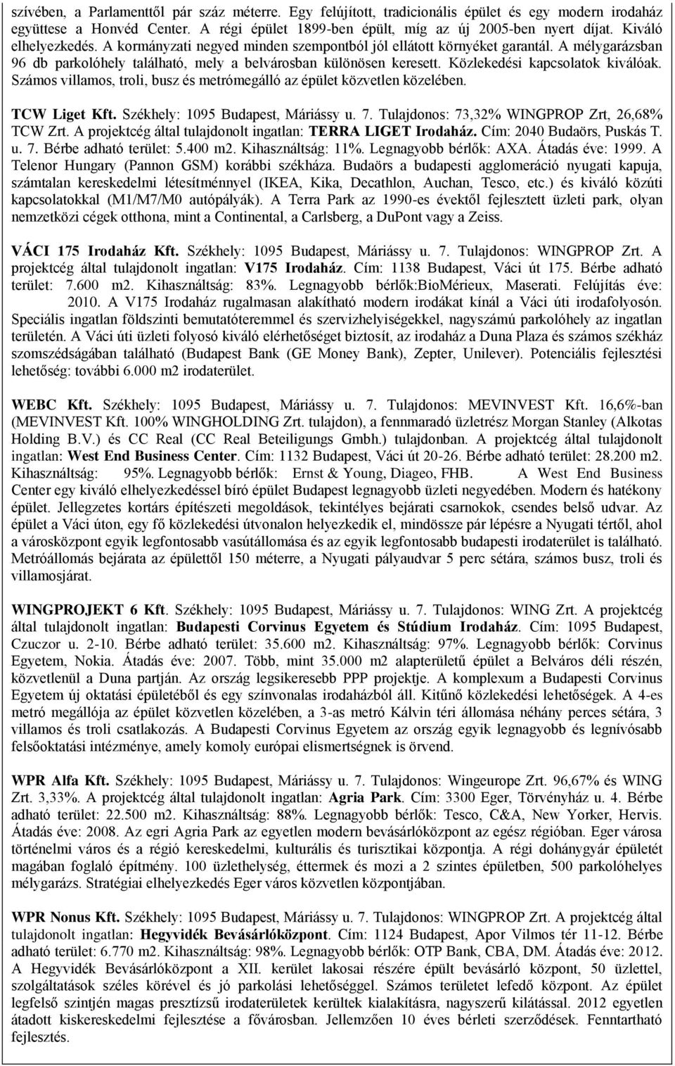 Közlekedési kapcsolatok kiválóak. Számos villamos, troli, busz és metrómegálló az épület közvetlen közelében. TCW Liget Kft. Székhely: 1095 Budapest, Máriássy u. 7.