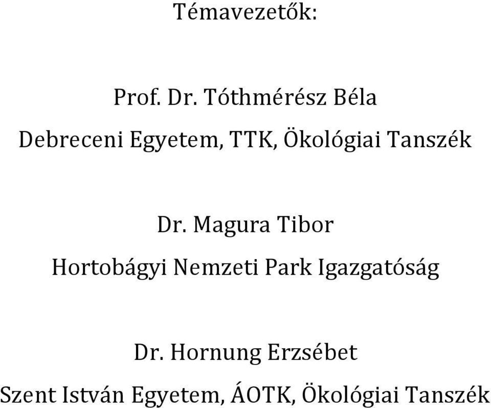 Tanszék Dr.