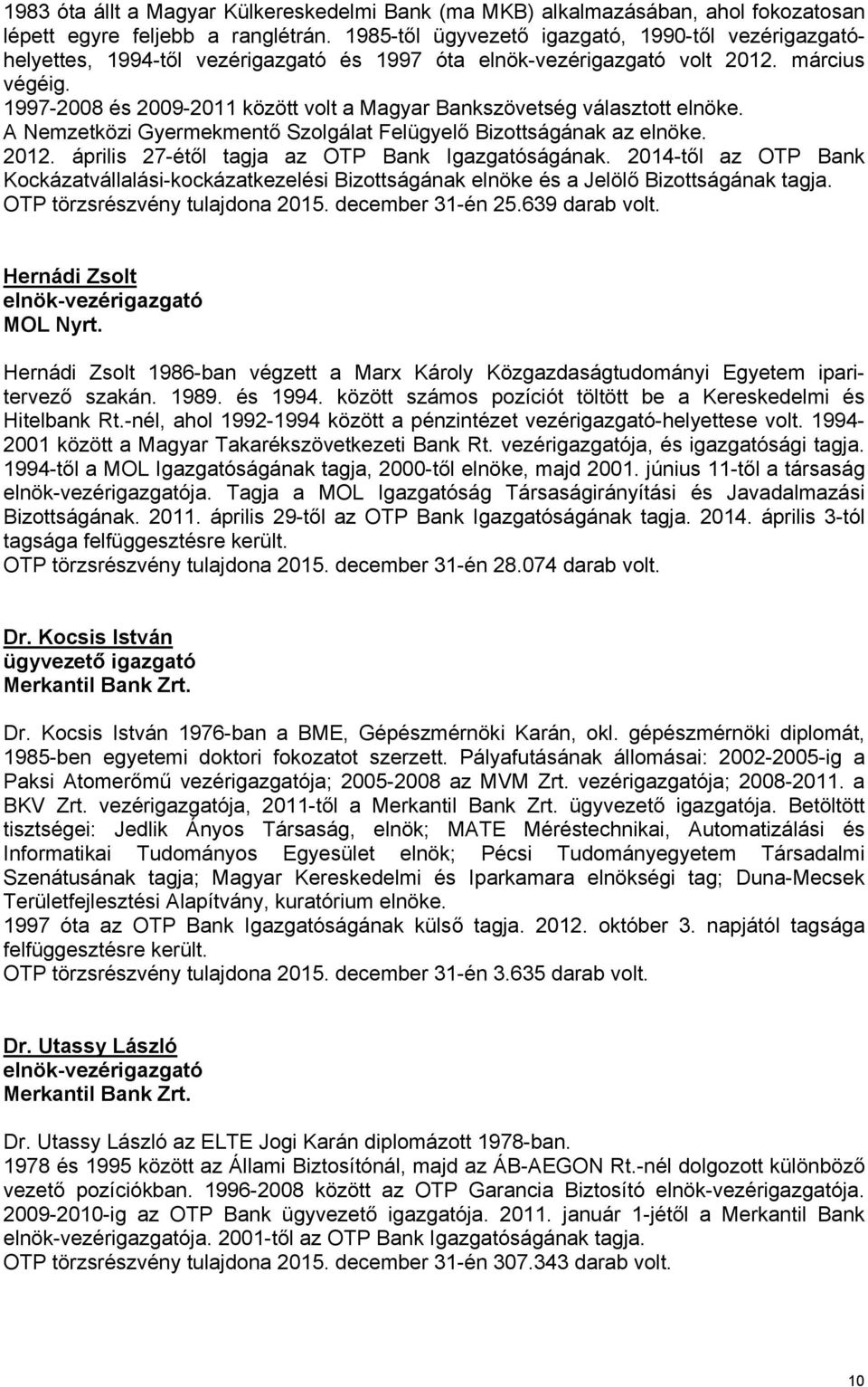 1997-2008 és 2009-2011 között volt a Magyar Bankszövetség választott elnöke. A Nemzetközi Gyermekmentő Szolgálat Felügyelő Bizottságának az elnöke. 2012.