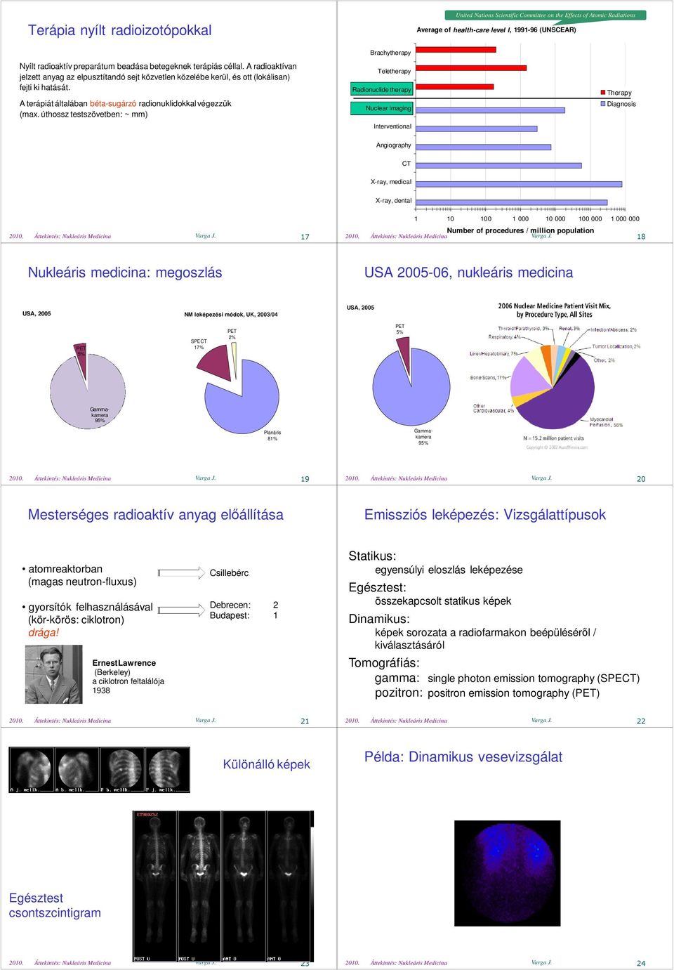 úthossz testszövetben: ~ mm) Brachytherapy Teletherapy Radionuclide therapy uclear imaging Interventional United ations Scientific Committee on the Effects of Atomic Radiations Average of health-care