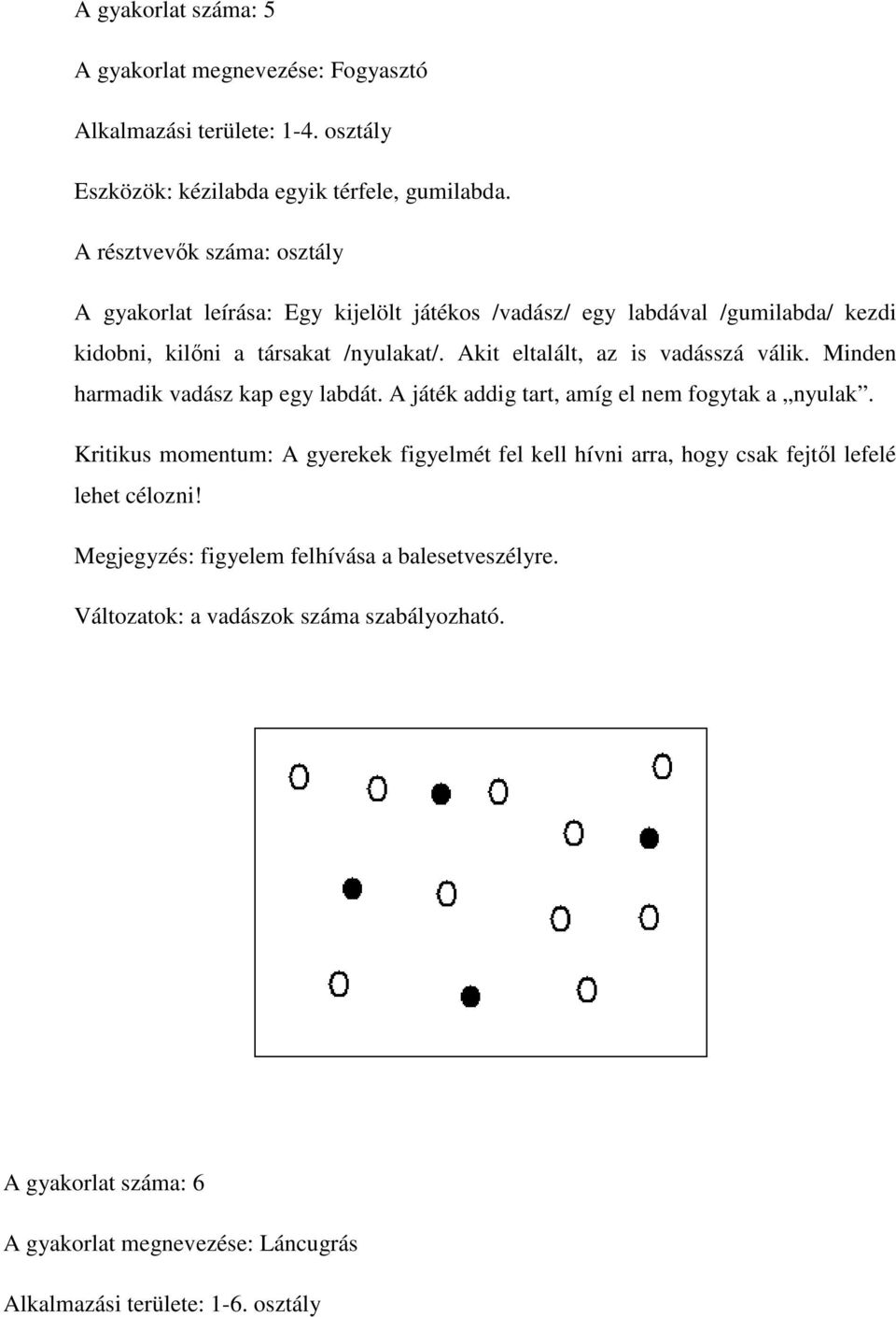 Akit eltalált, az is vadásszá válik. Minden harmadik vadász kap egy labdát. A játék addig tart, amíg el nem fogytak a nyulak.