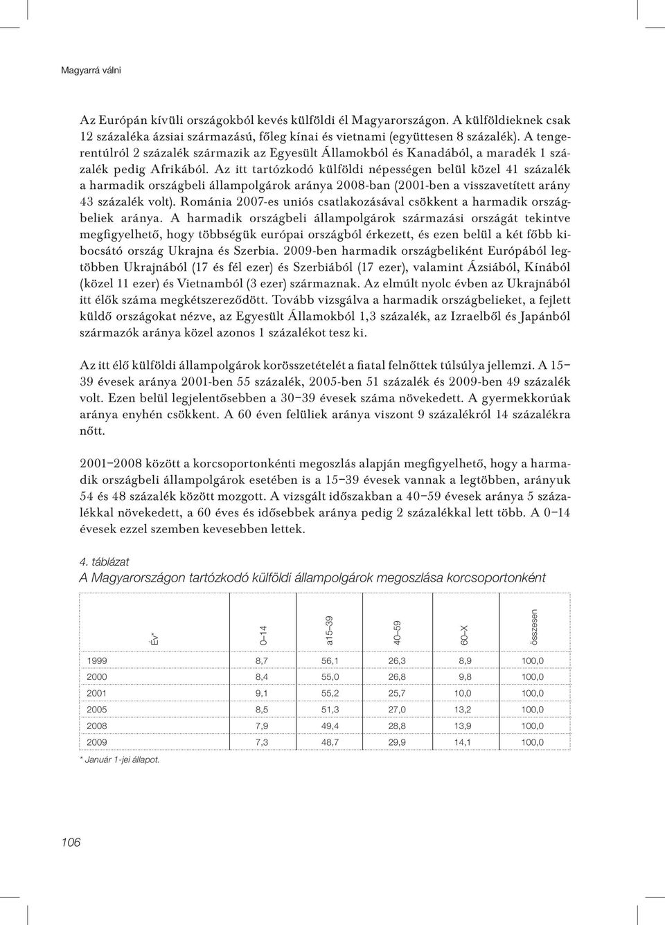 Az itt tartózkodó külföldi népességen belül közel 41 százalék a harmadik országbeli állampolgárok aránya 2008-ban (2001-ben a visszavetített arány 43 százalék volt).