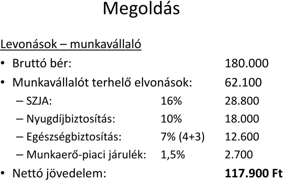 800 Nyugdíjbiztosítás: 10% 18.