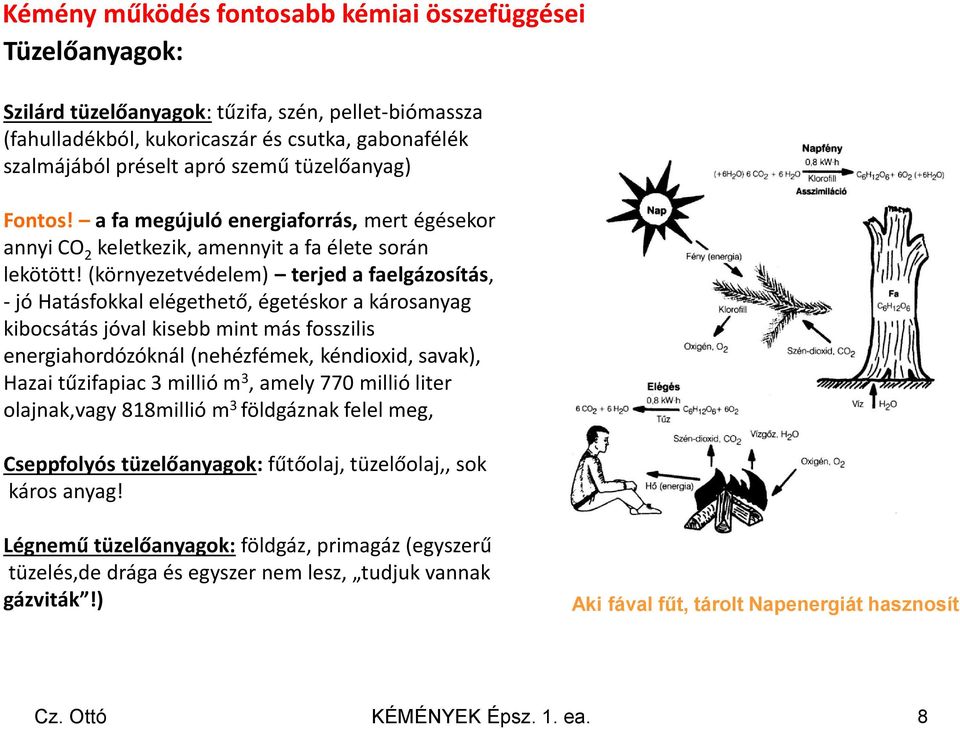(környezetvédelem) terjed a faelgázosítás, - jó Hatásfokkal elégethető, égetéskor a károsanyag kibocsátás jóval kisebb mint más fosszilis energiahordózóknál (nehézfémek, kéndioxid, savak), Hazai