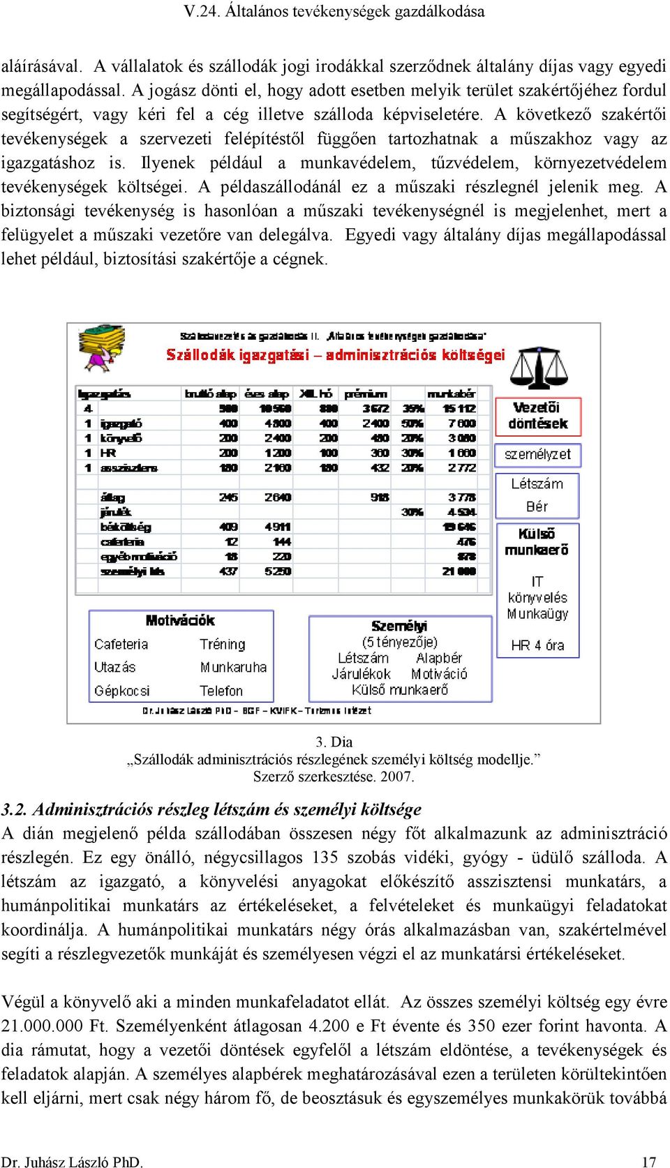 A következő szakértői tevékenységek a szervezeti felépítéstől függően tartozhatnak a műszakhoz vagy az igazgatáshoz is.