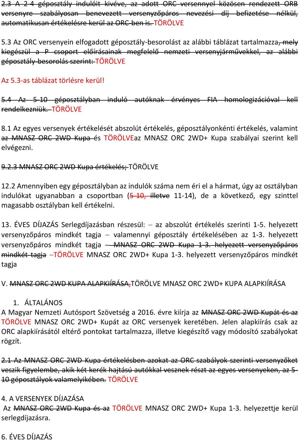 3 Az ORC versenyein elfogadott géposztály-besorolást az alábbi táblázat tartalmazza, mely kiegészül a P csoport előírásainak megfelelő nemzeti versenyjárművekkel, az alábbi géposztály-besorolás