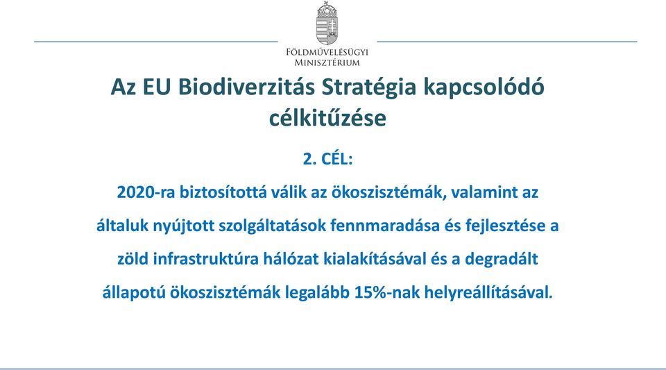 nyújtott szolgáltatások fennmaradása és fejlesztése a zöld infrastruktúra