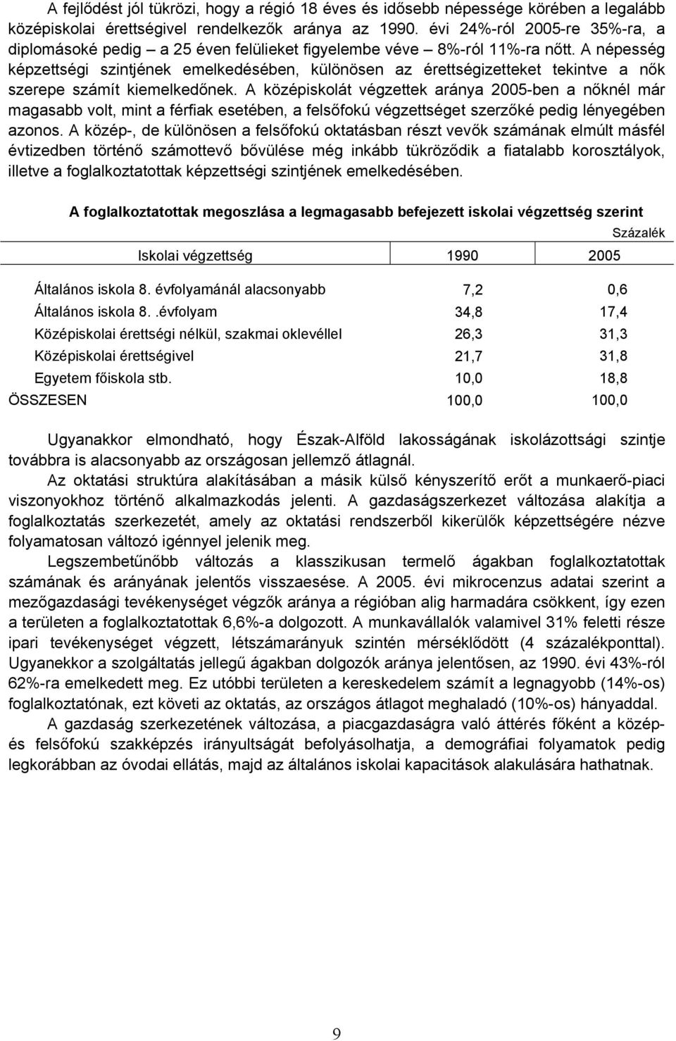 A népesség képzettségi szintjének emelkedésében, különösen az érettségizetteket tekintve a nők szerepe számít kiemelkedőnek.