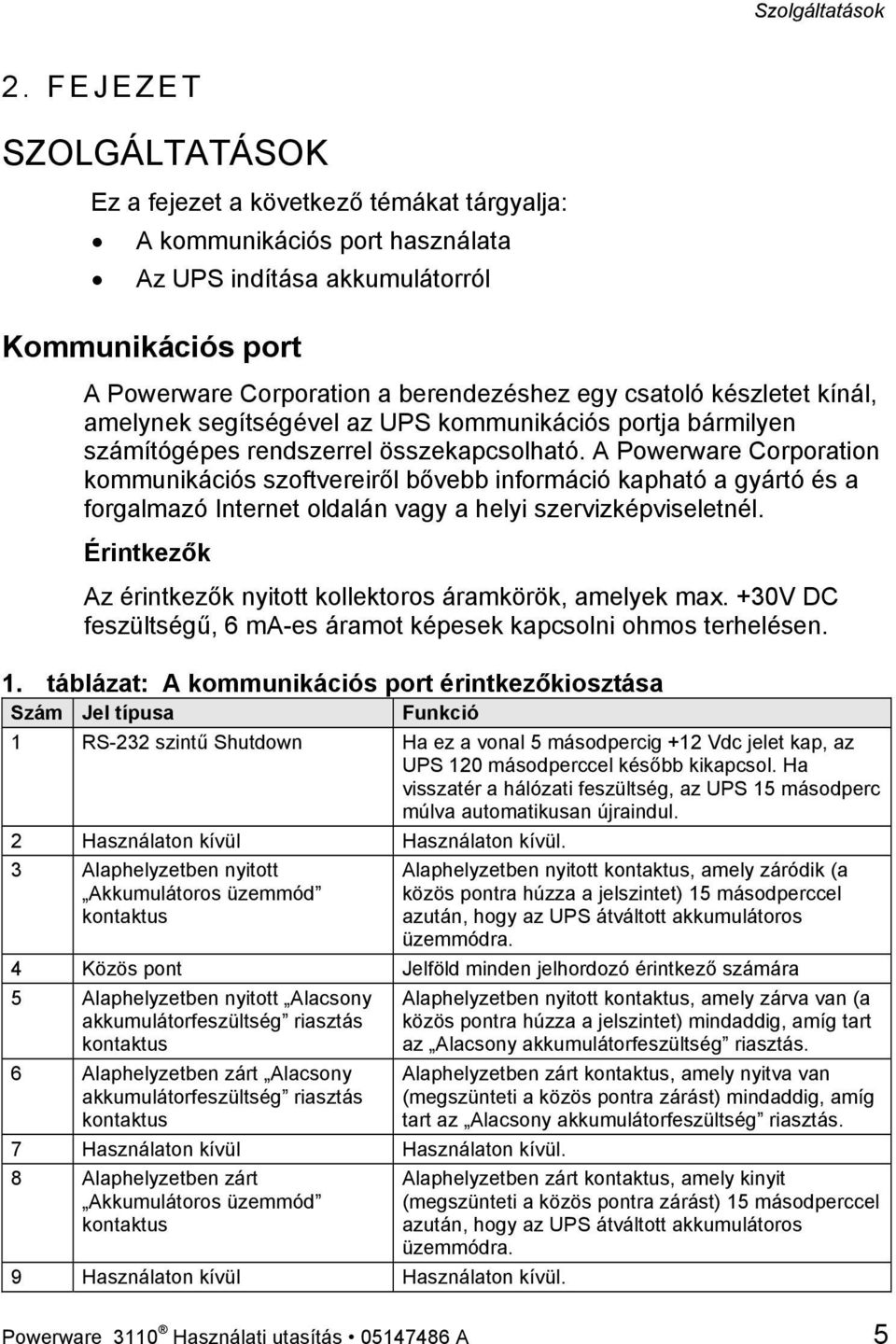 csatoló készletet kínál, amelynek segítségével az UPS kommunikációs portja bármilyen számítógépes rendszerrel összekapcsolható.