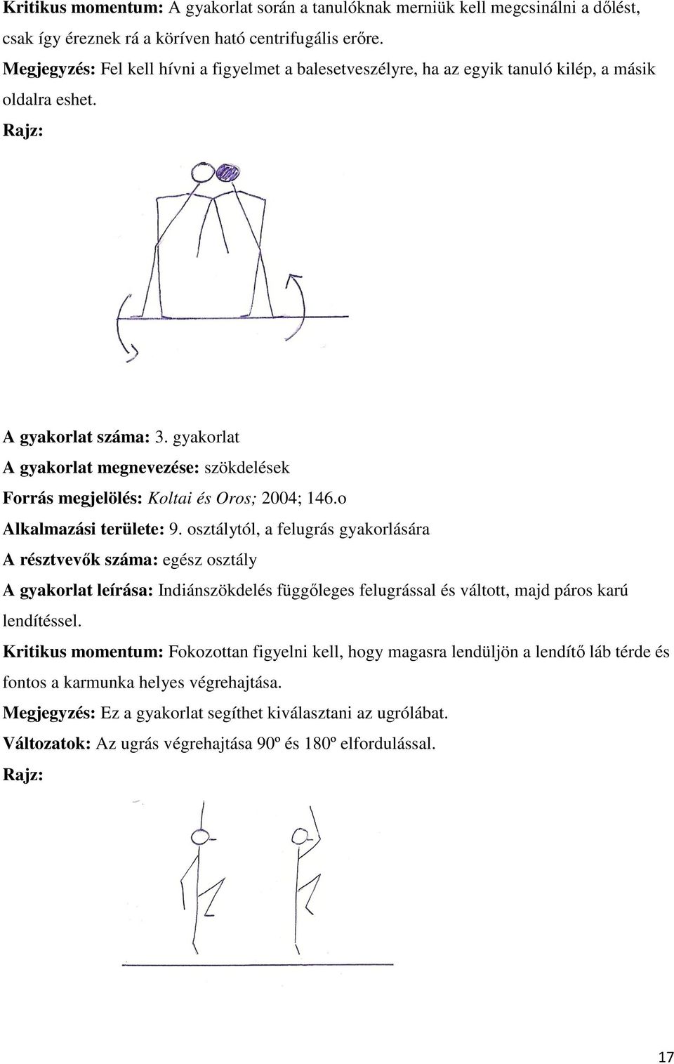 gyakorlat A gyakorlat megnevezése: szökdelések Forrás megjelölés: Koltai és Oros; 2004; 146.o Alkalmazási területe: 9.