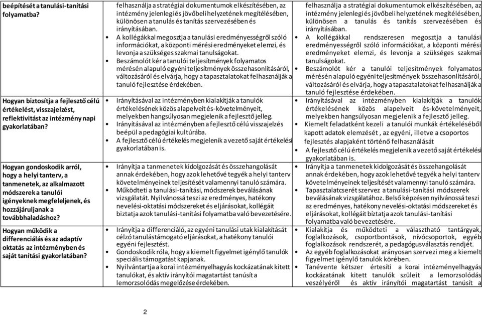 Hogyan működik a differenciálás és az adaptív oktatás az intézményben és saját tanítási gyakorlatában?