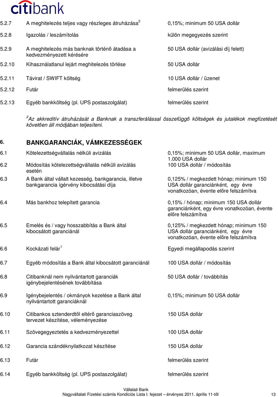 UPS postaszolgálat) felmerülés szerint 2 Az akkreditív átruházását a Banknak a transzferálással összefüggı költségek és jutalékok megfizetését követıen áll módjában teljesíteni. 6.
