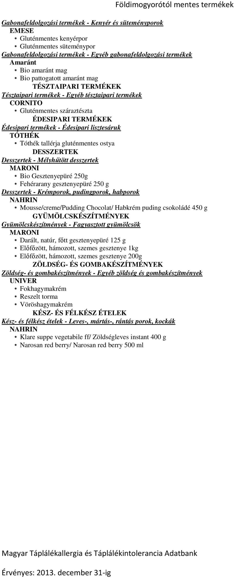 Tóthék tallérja gluténmentes ostya DESSZERTEK Desszertek - Mélyhűtött desszertek MARONI Bio Gesztenyepüré 250g Fehérarany gesztenyepüré 250 g Desszertek - Krémporok, pudingporok, habporok