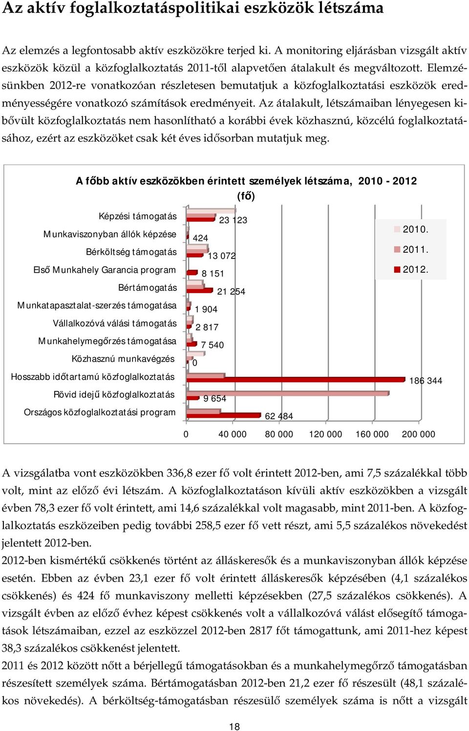 Elemzésünkben 2012-re vonatkozóan részletesen bemutatjuk a közfoglalkoztatási eszközök eredményességére vonatkozó számítások eredményeit.